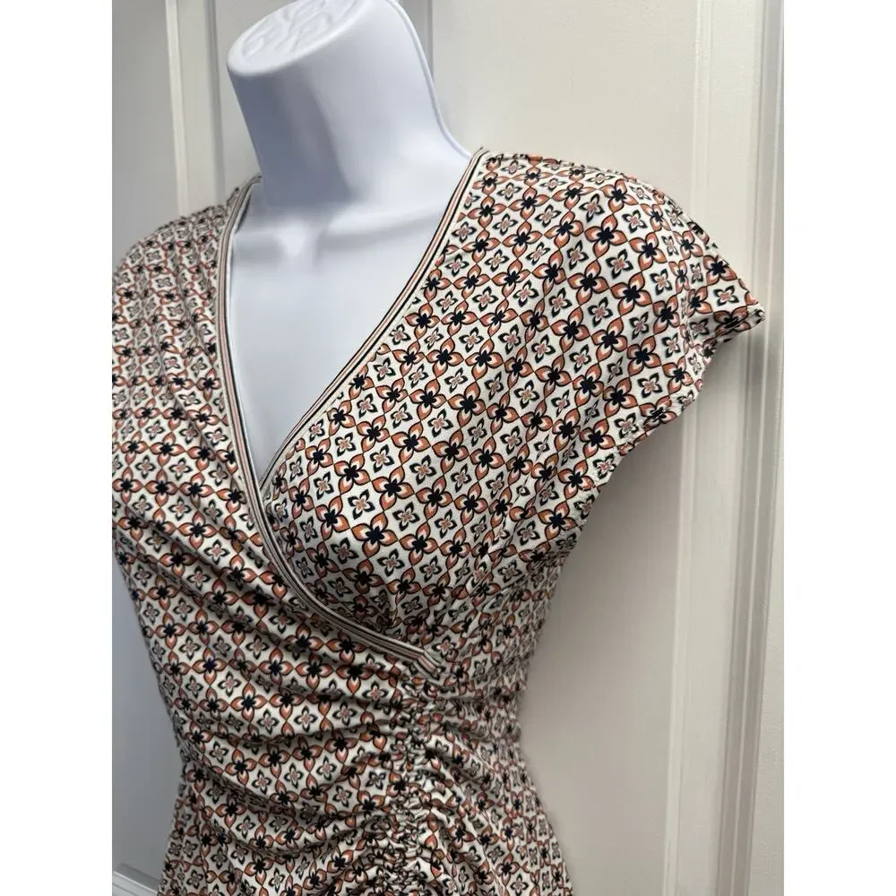Max Studio Top Womens X-Small White Blouse Shirt Ruched Wrap Knit Career New - Picture 5 of 13